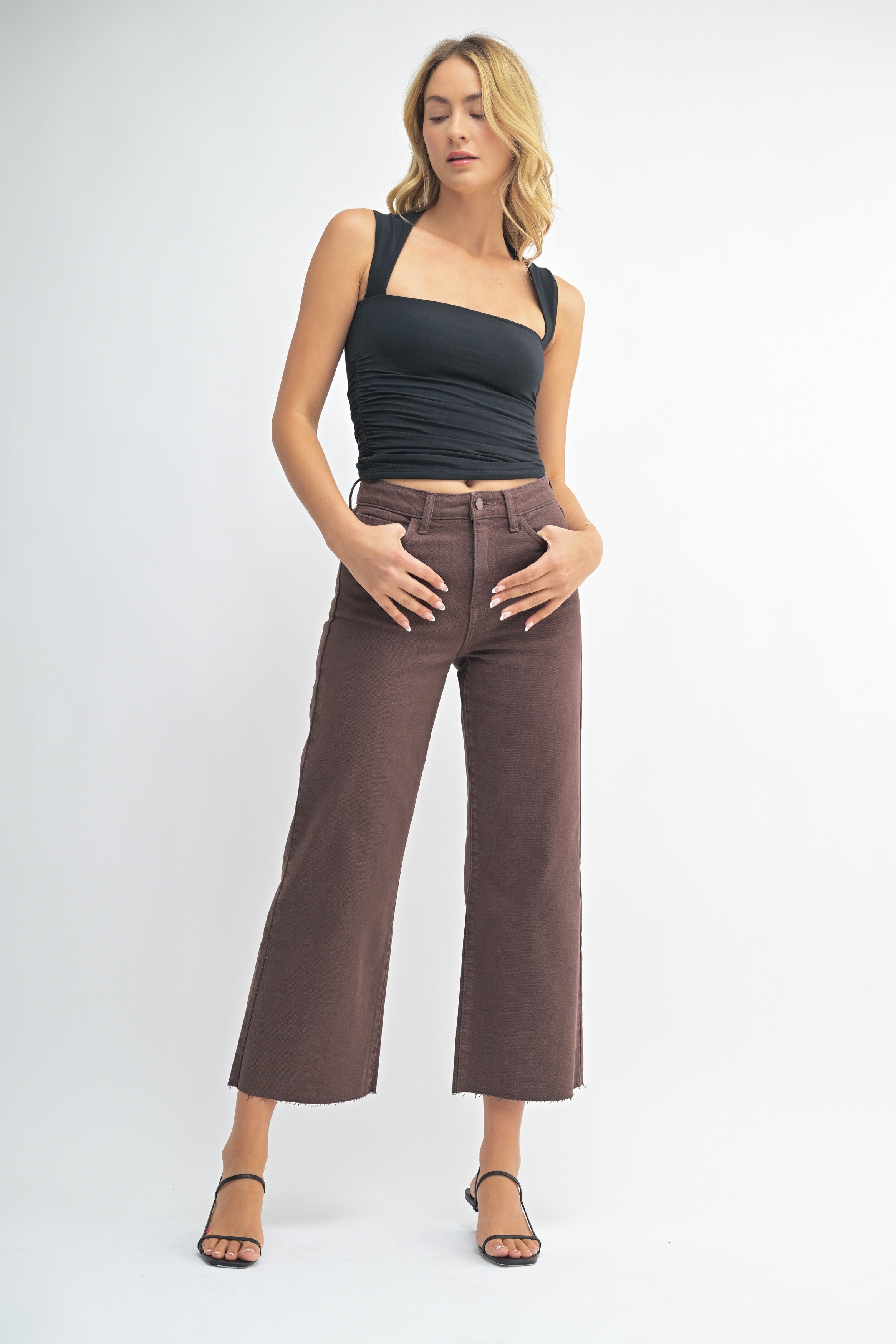 Slim Wide Leg Denim-Espresso