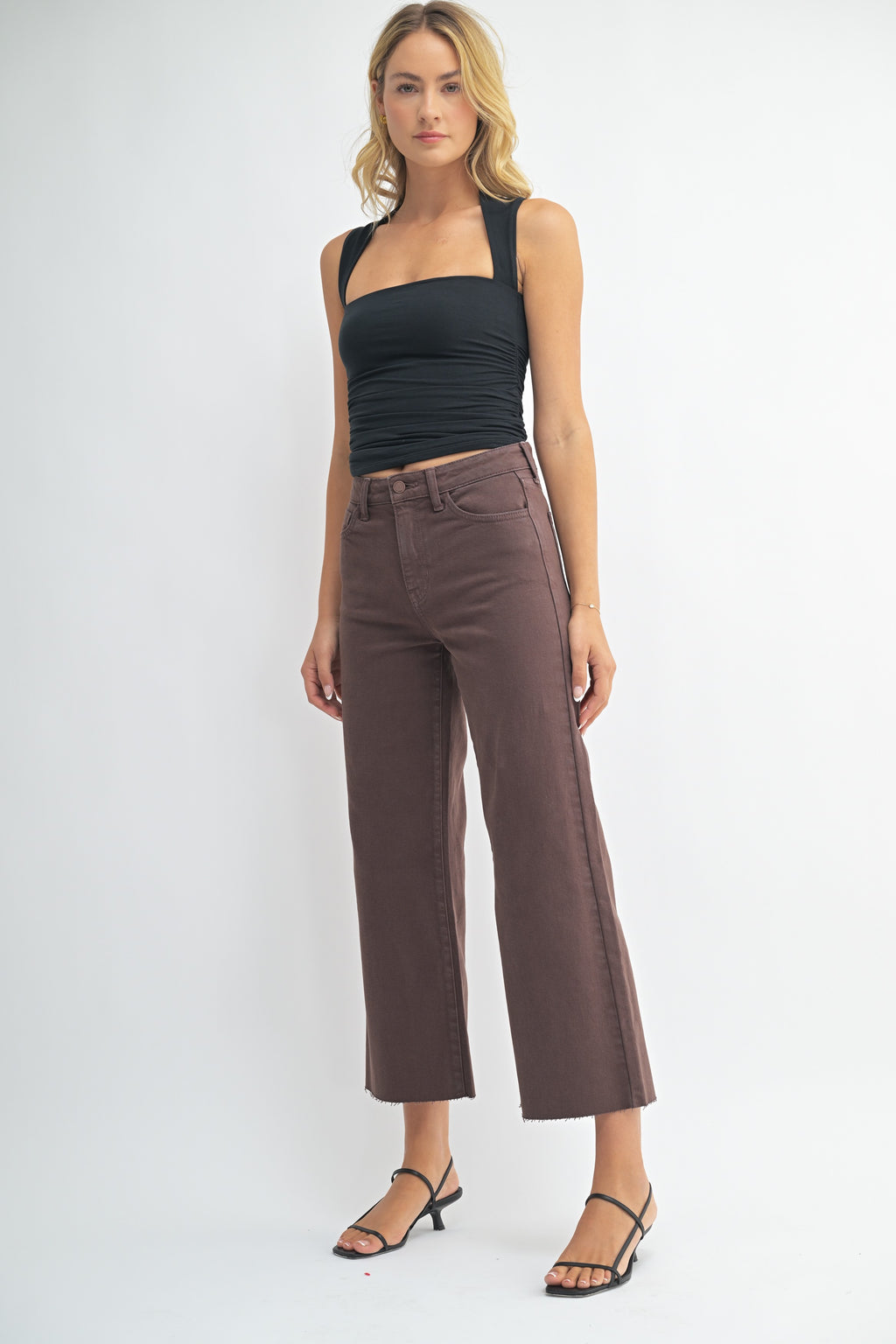 Slim Wide Leg Denim-Espresso