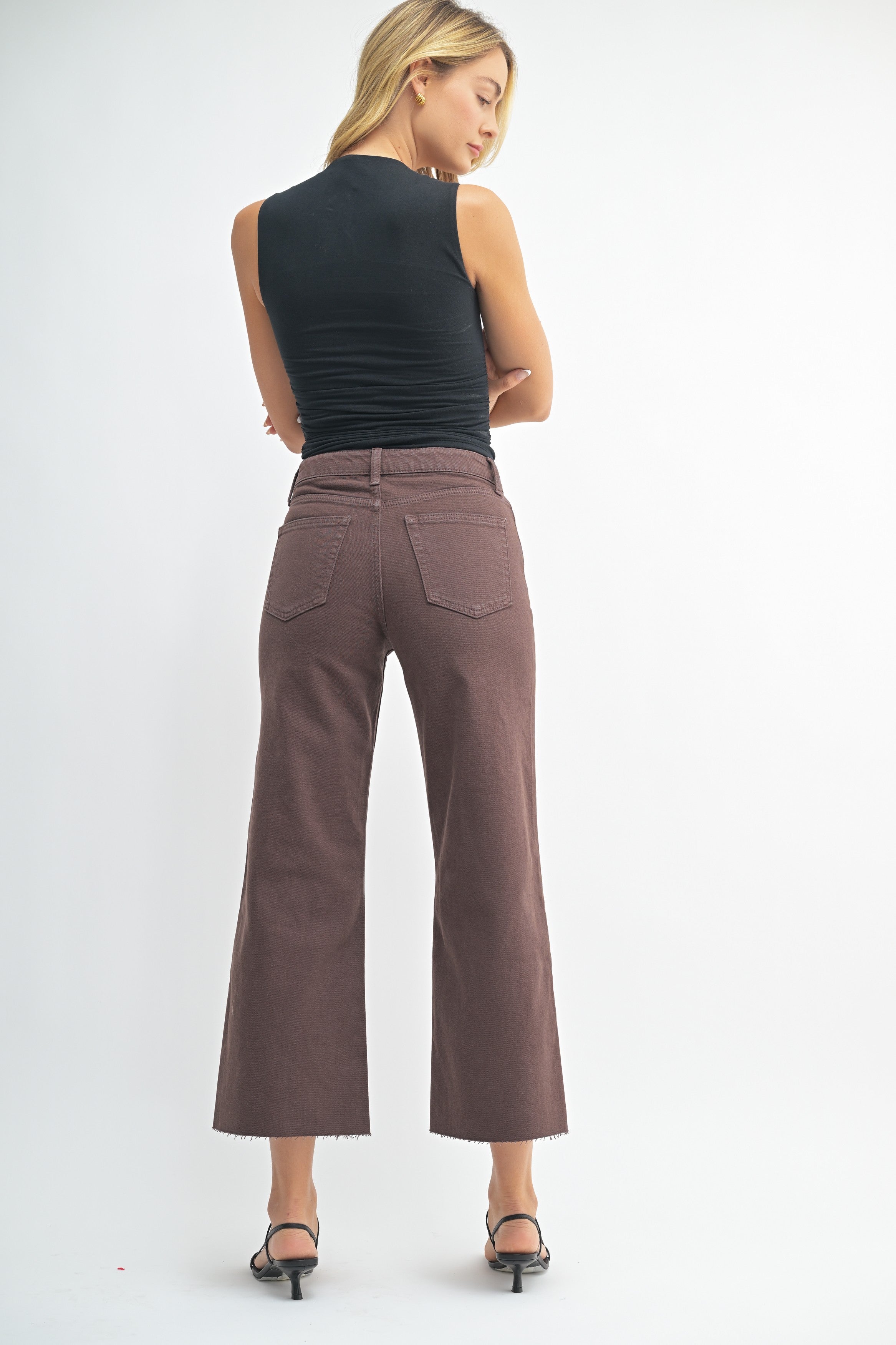 Slim Wide Leg Denim-Espresso