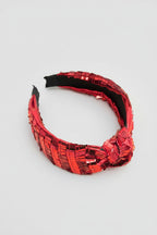 Holiday Sequin Knot Headband-Red