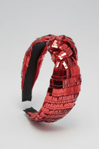 Holiday Sequin Knot Headband-Red