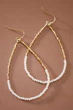 18k Non-Tarnish Beaded Wire Teardrop  Earrings-Iridescent White