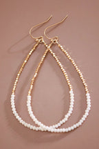 18k Non-Tarnish Beaded Wire Teardrop  Earrings-Iridescent White