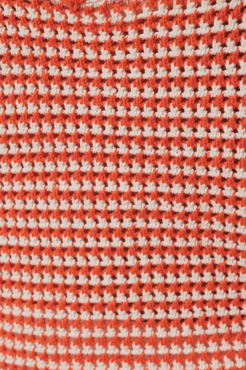 Close up of striped crochet knit fabric