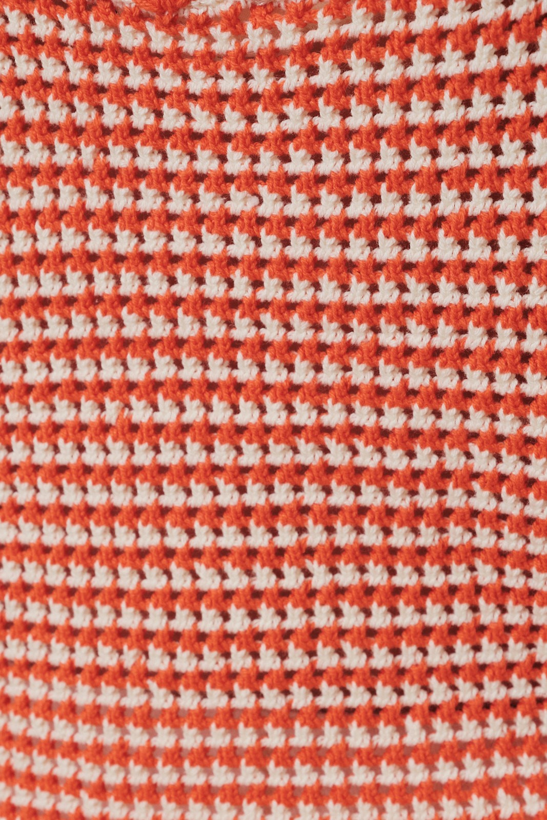 Close up of striped crochet knit fabric