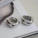 18K Non-Tarnish Classic U Hoop Earrings-Silver