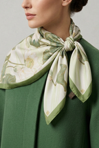 Lotus Flower Bandana Scarf-Light Green Silky