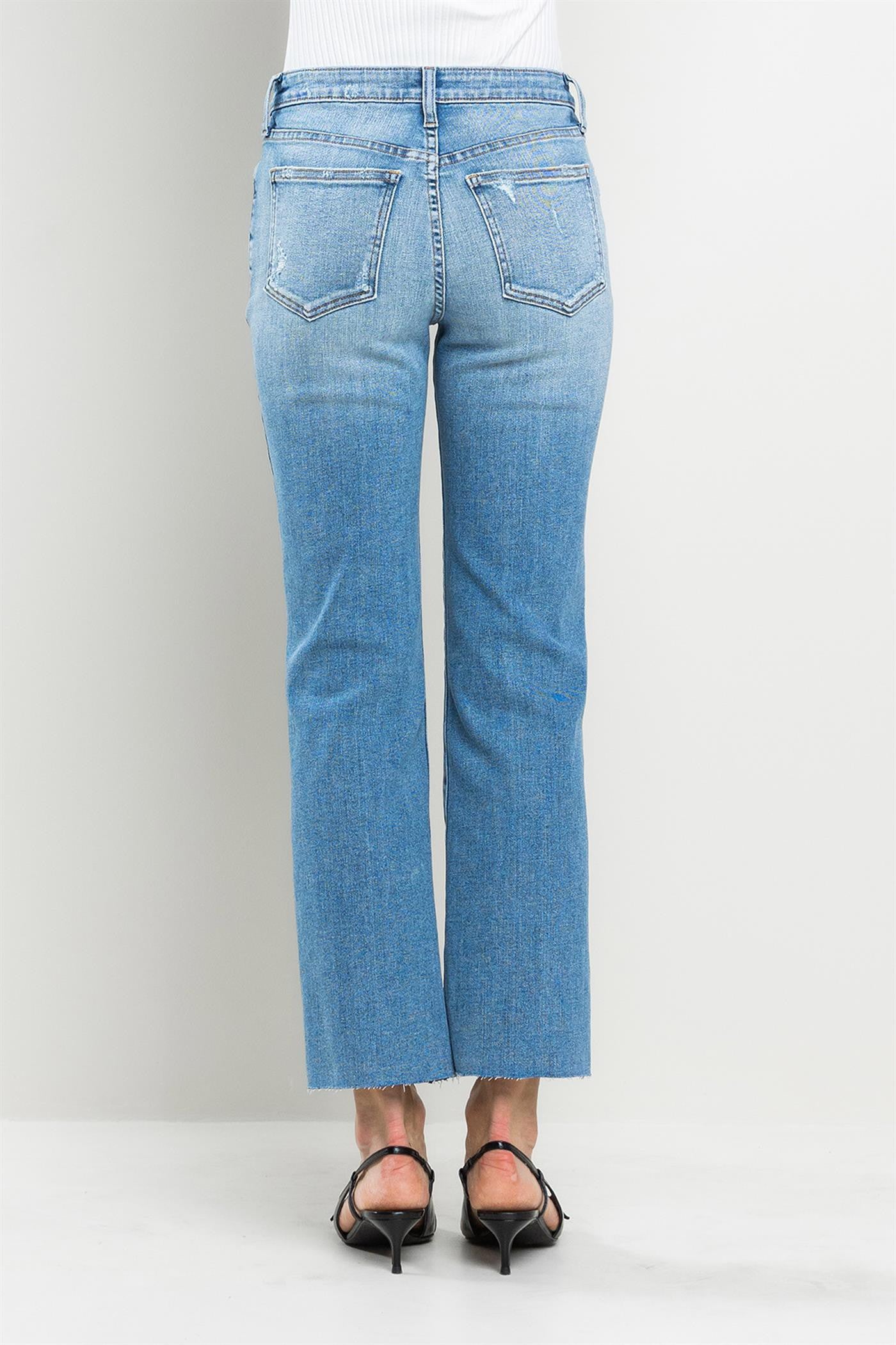 High Rise Ultra Stretch Straight Denim-Medium Light