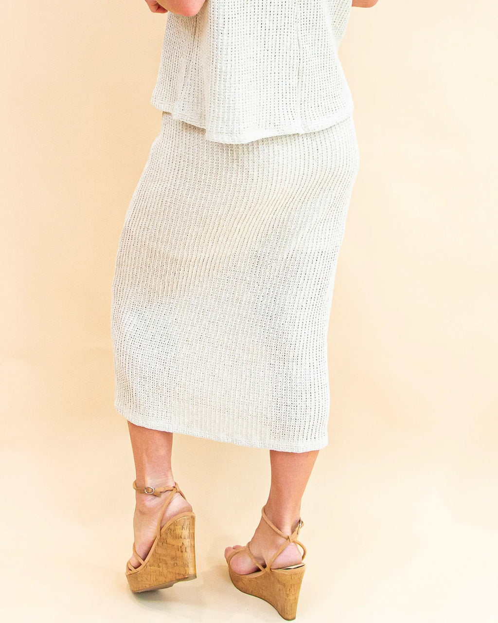 Irene Textured Knit Midi Skirt-Natural Knit