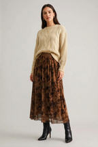 Irene Floral Maxi Skirt-Mocha Flowy