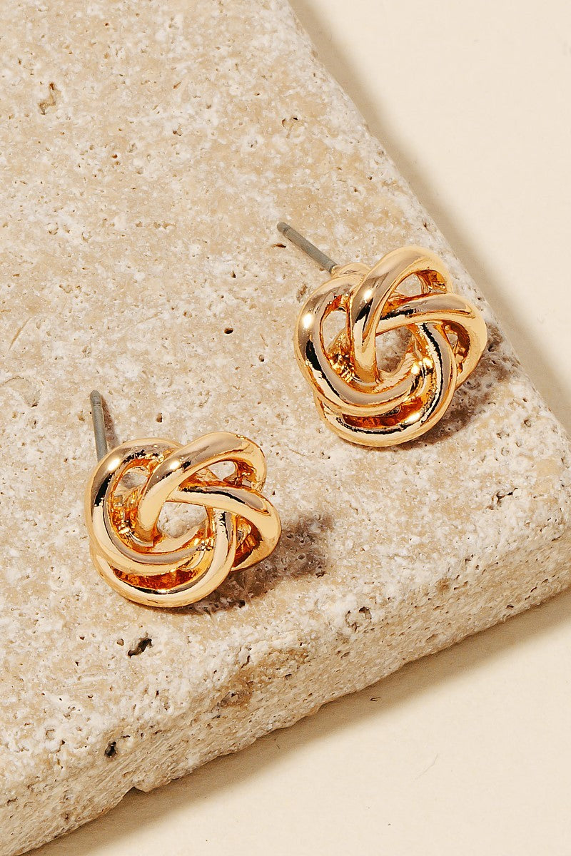 Knot Stud Earrings-Gold