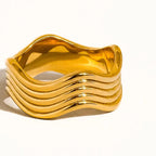 18K Non-Tarnish Wavy Ring-Gold