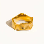 18K Non-Tarnish Wavy Ring-Gold