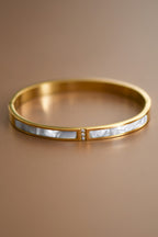 18k Non-Tarnish Inset Hinged Bangle Bracelet
