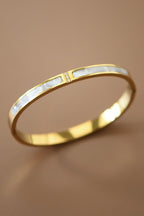 18k Non-Tarnish Inset Hinged Bangle Bracelet