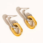 18K Non-Tarnish Double Chain Link Earrings-Gold Silver