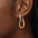 18K Non-Tarnish Double Chain Link Earrings-Gold Silver
