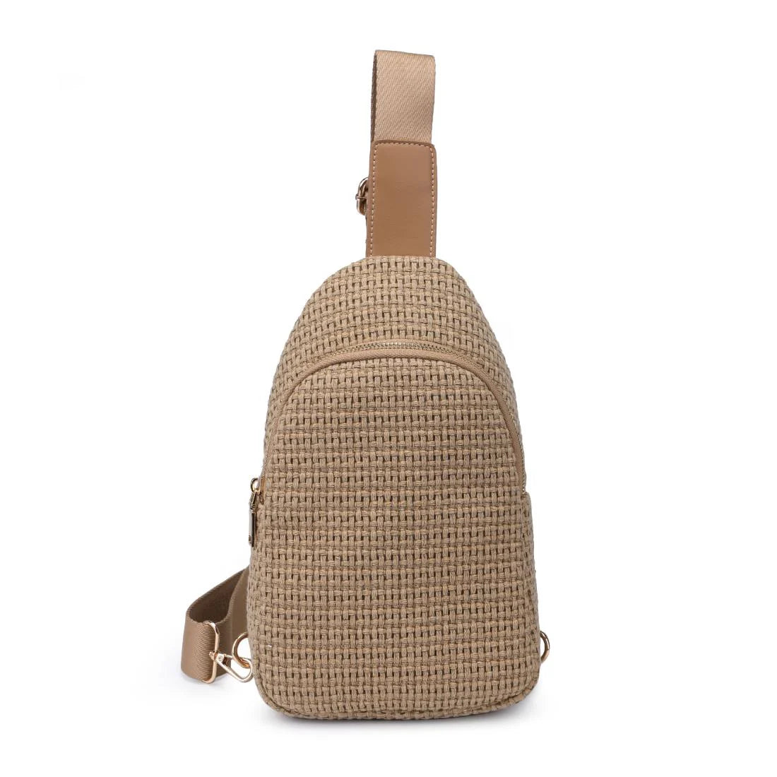 Woven Design Sling Backpack-Natural