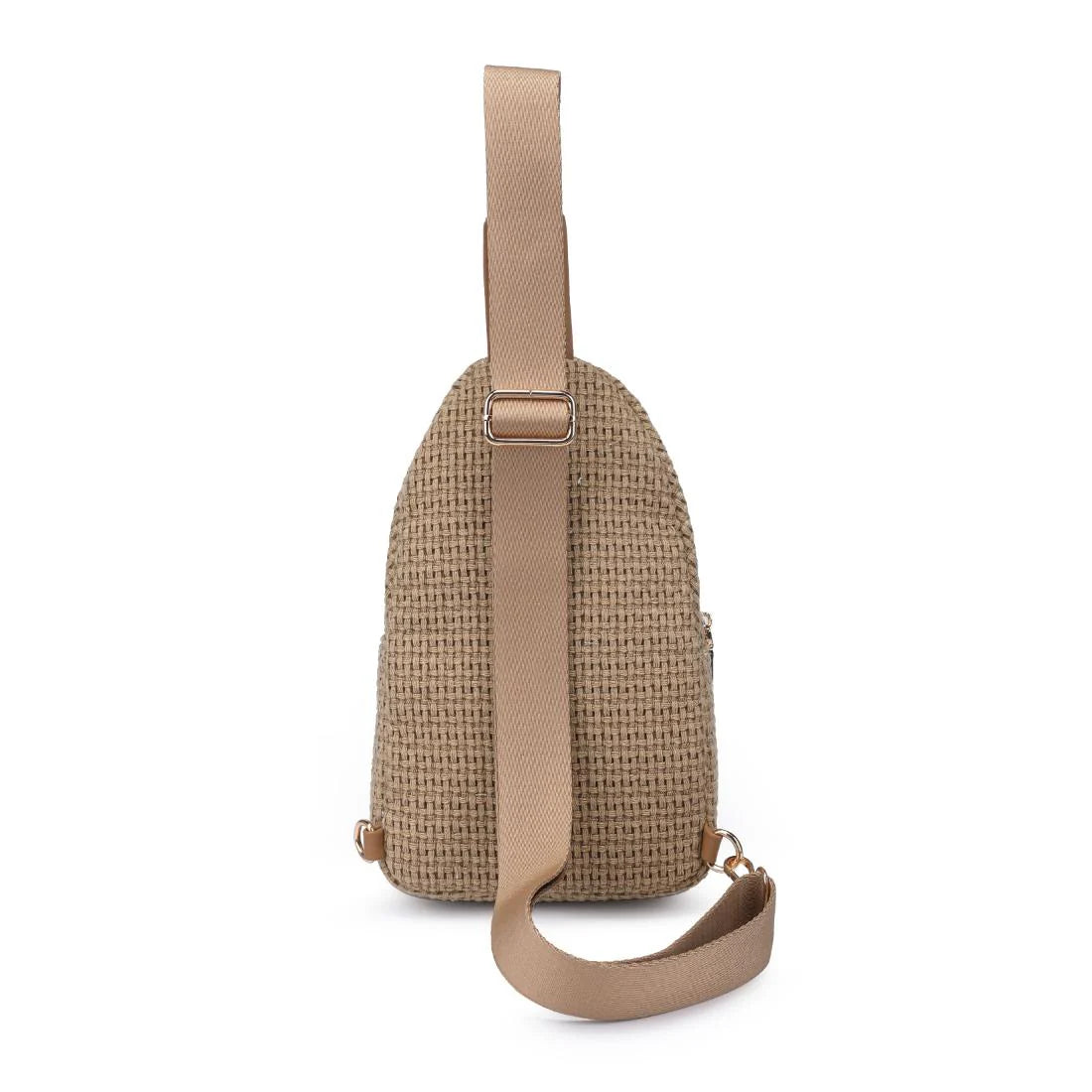 Woven Design Sling Backpack-Natural