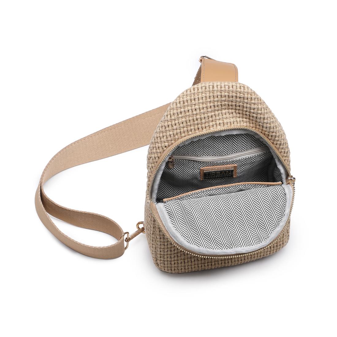 Woven Design Sling Backpack-Natural