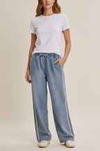 Jesse Everyday Retro Track Pants-Mineral Washed Denim