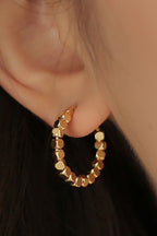 18k Non-Tarnish Square Beaded Hoop Earrings