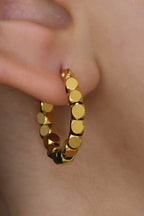 18k Non-Tarnish Square Beaded Hoop Earrings