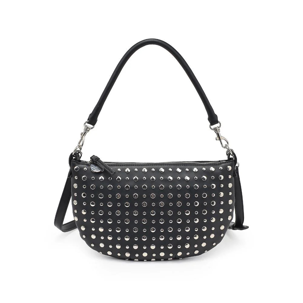 Jordan Vegan Leather Studded Handbag-Black