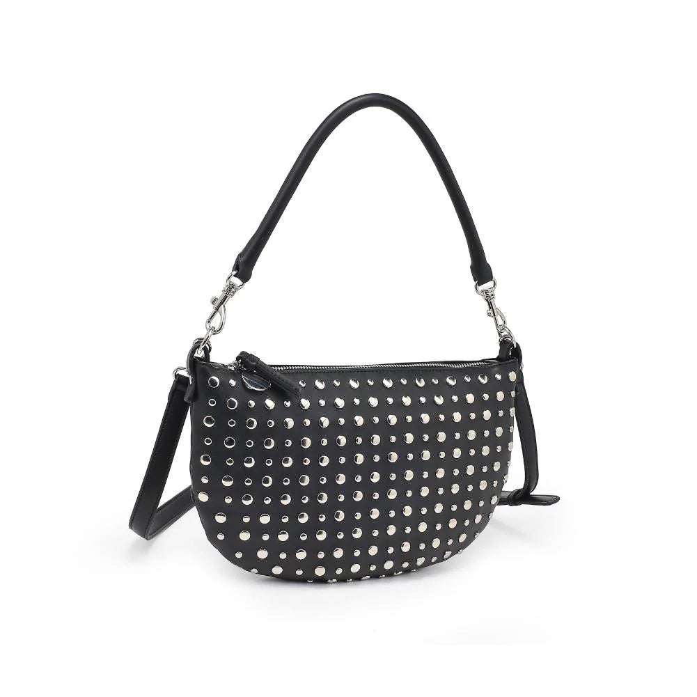 Jordan Vegan Leather Studded Handbag-Black