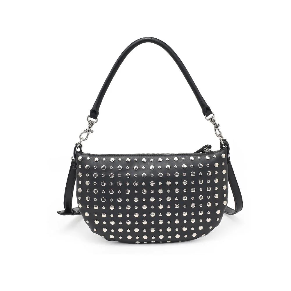 Jordan Vegan Leather Studded Handbag-Black