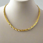 18K Non-Tarnish Braided Snake Chain Necklace-Gold