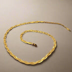 18K Non-Tarnish Braided Snake Chain Necklace-Gold