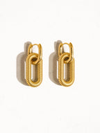 18K Non-Tarnish Double Chain Hoop Earrings-Gold