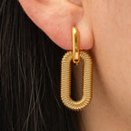 18K Non-Tarnish Double Chain Hoop Earrings-Gold