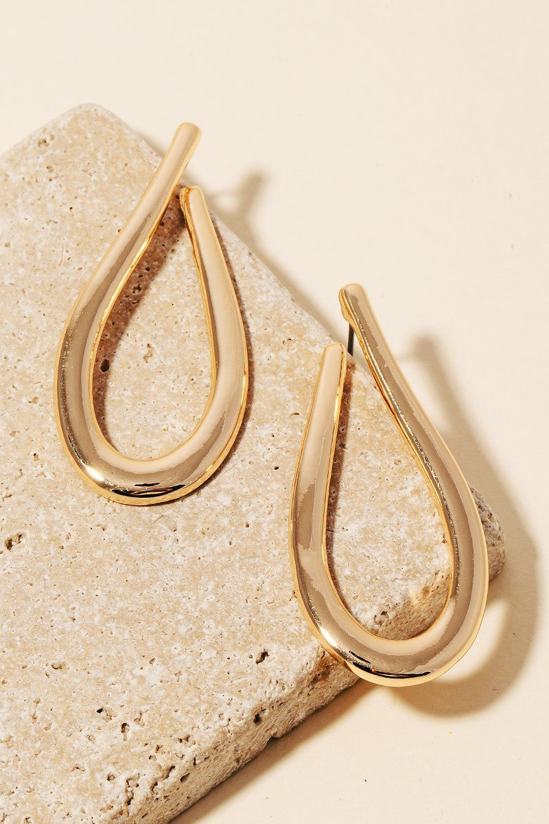 Kali Oval Drop Stud Earrings-Gold