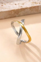 18K Non-Tarnish Two Tone X Design Ring