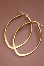 18k Non-Tarnish Oval Hoops-Gold