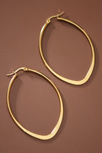 18k Non-Tarnish Oval Hoops-Gold