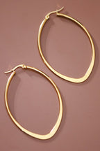 18k Non-Tarnish Oval Hoops-Gold