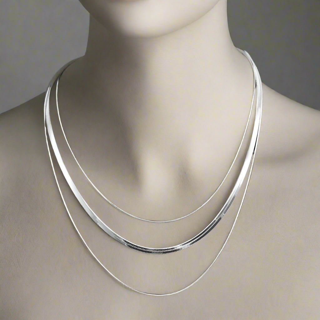 Sterling Silver Non-Tarnish Layered Necklace