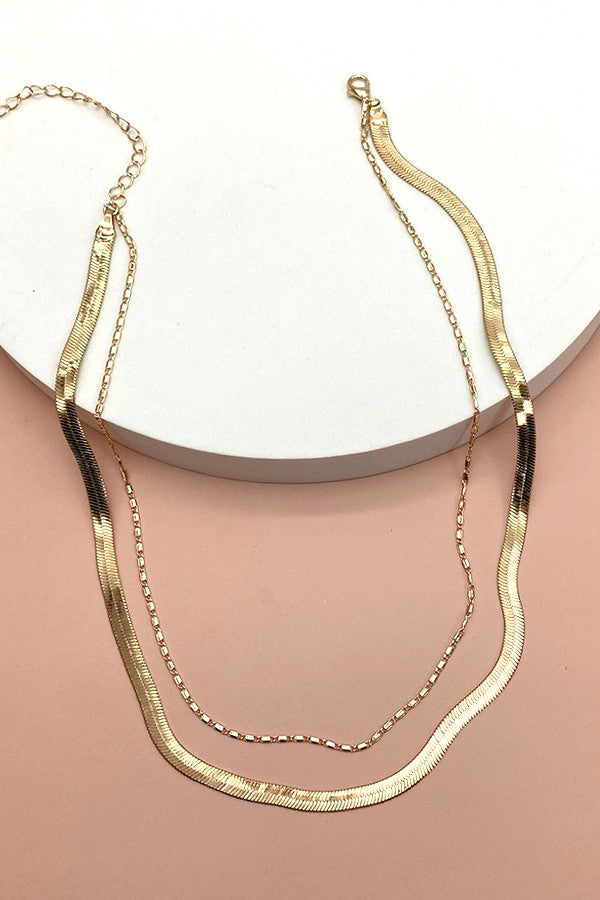 Snake and Largo Chain Necklace-Gold