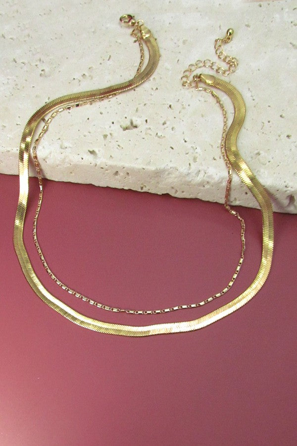 Snake and Largo Chain Necklace-Gold