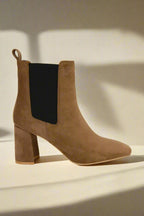 Block Heel Chelsea Boot-Dk Taupe Black