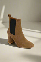 Block Heel Chelsea Boot-Dk Taupe Black