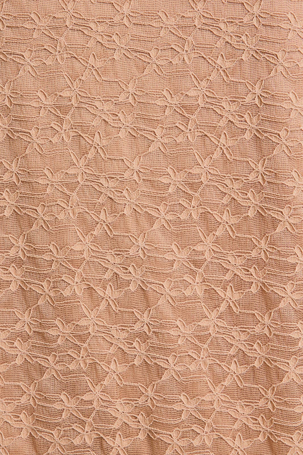 Close-up of taupe lace fabric 