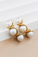 18k Non-Tarnish Pearl Stud Earrings-Gold