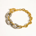 18K Non-Tarnish Multi Link Chain Bracelet-Gold Silver