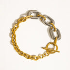 18K Non-Tarnish Multi Link Chain Bracelet-Gold Silver