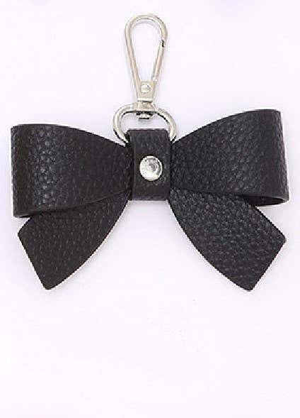 Leather Bow Bag Charm Keychain