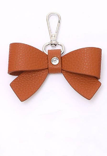 Leather Bow Bag Charm Keychain